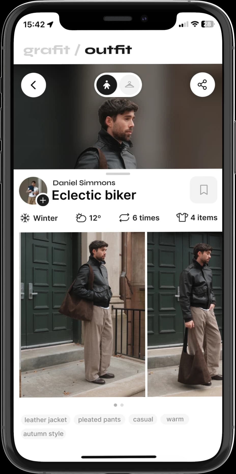Grafit app outfit view
